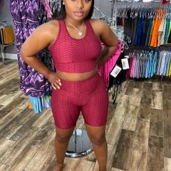 Head Over Heels: All In One Boutique Apparel Brazilian Short Set- Burgundy