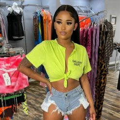 Head Over Heels: All In One Boutique Apparel Gallery Crop Top- Lime