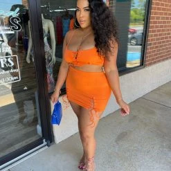 Head Over Heels: All In One Boutique Britt Skirt Set- Orange Apparel