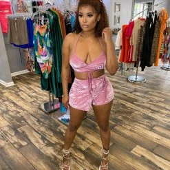 Head Over Heels: All In One Boutique Blush Velvet Set