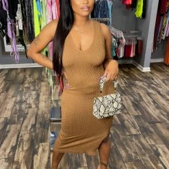 Head Over Heels: All In One Boutique Amber Dress- Brown (One Size)