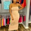 Head Over Heels: All In One Boutique Long Tube Dress- Nude Apparel