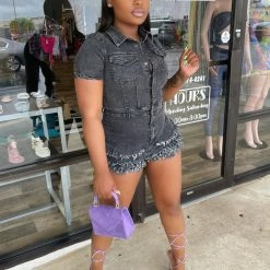 Head Over Heels: All In One Boutique Danielle Romper- Grey