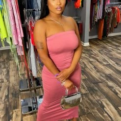 Head Over Heels: All In One Boutique Apparel Long Tube Dress- Mauve