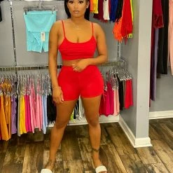 Head Over Heels: All In One Boutique Apparel Jackie Short Set- Red