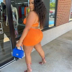 Head Over Heels: All In One Boutique Britt Skirt Set- Orange Apparel