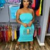 Head Over Heels: All In One Boutique Apparel Tube Dress- Light Blue