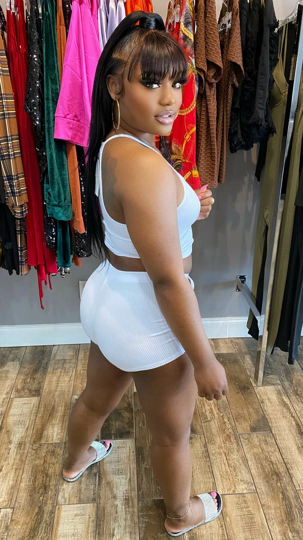 Head Over Heels: All In One Boutique Paisley Short Set- White