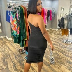 Head Over Heels: All In One Boutique Make You Blush Dress- Black Apparel
