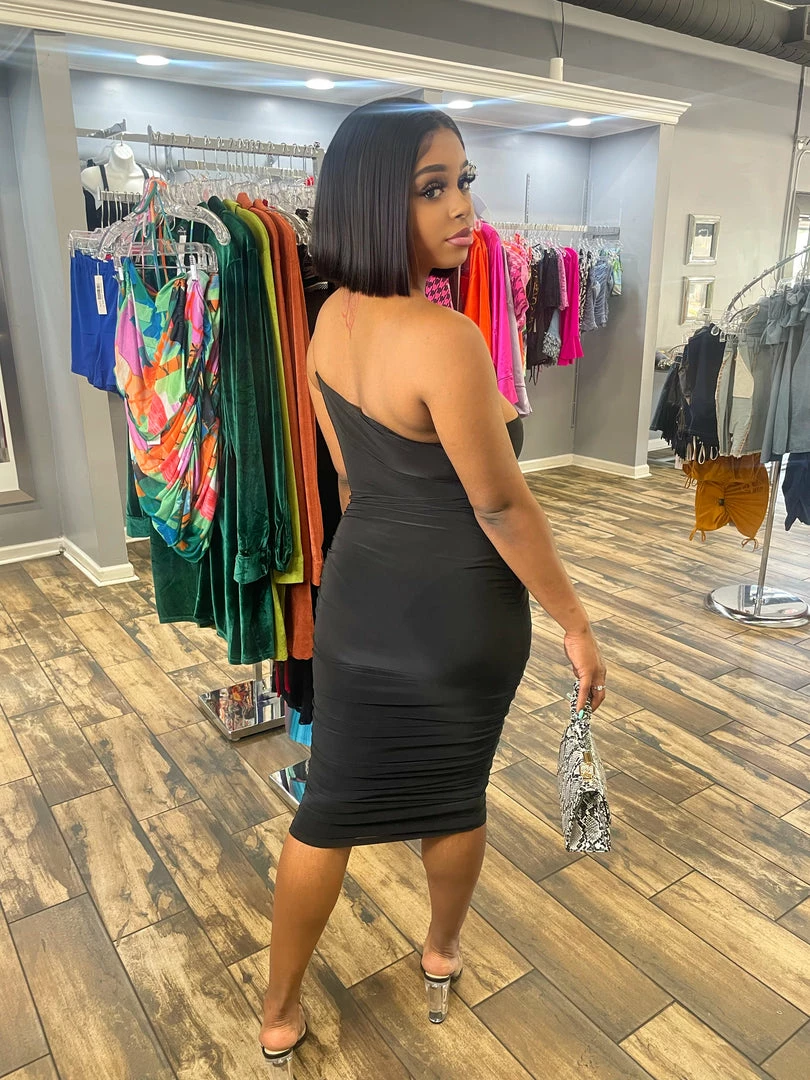 Head Over Heels: All In One Boutique Make You Blush Dress- Black Apparel