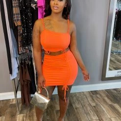 Head Over Heels: All In One Boutique Tiffany Skirt Set- Neon Orange Apparel