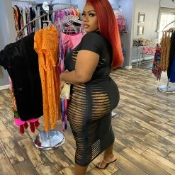 Head Over Heels: All In One Boutique Fiesty Baddie Dress- Black Apparel