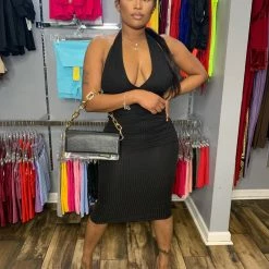 Head Over Heels: All In One Boutique Halter Dress- Black Apparel