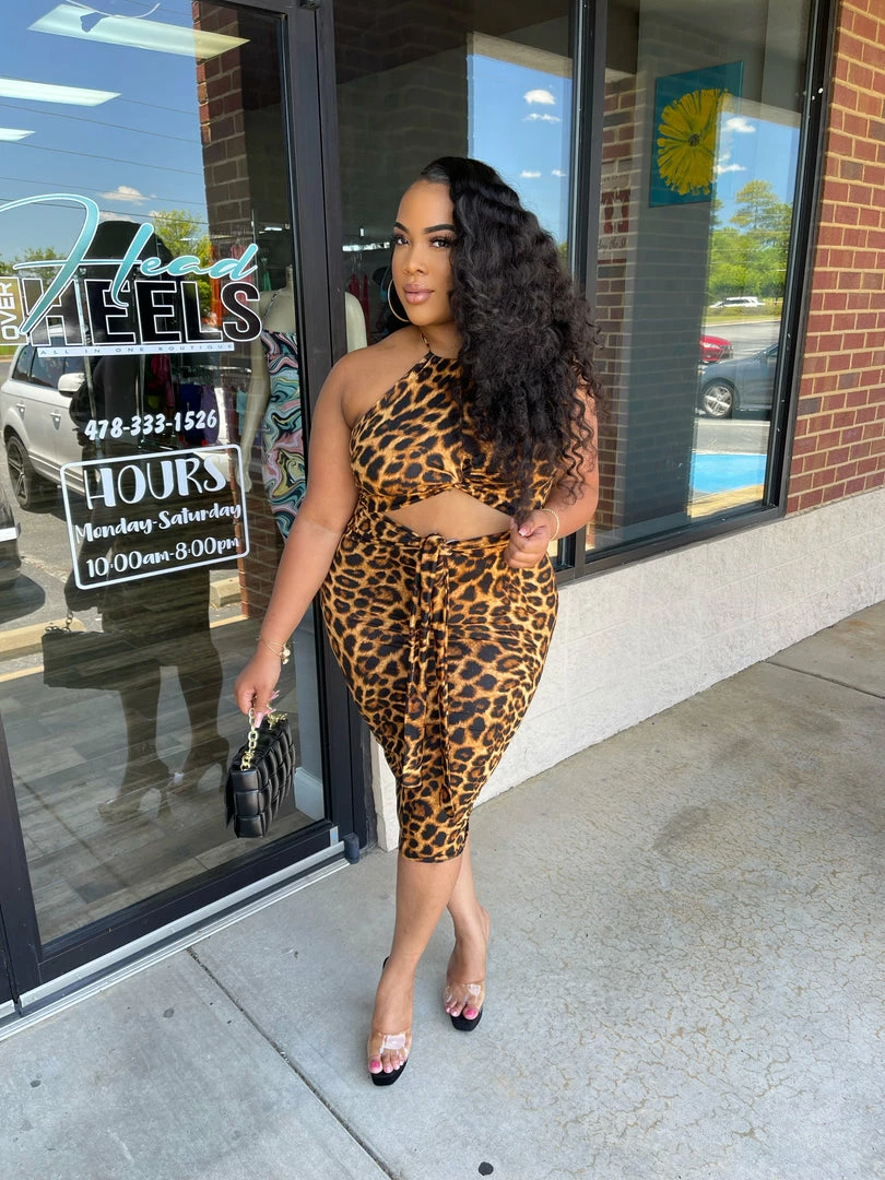 Head Over Heels: All In One Boutique Safari Trips Dress- Leopard Apparel