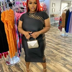 Head Over Heels: All In One Boutique Fiesty Baddie Dress- Black Apparel