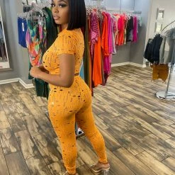 Head Over Heels: All In One Boutique Apparel Say My Name Set- Orange