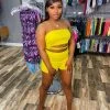 Head Over Heels: All In One Boutique Girlie Short Set- Yellow Apparel