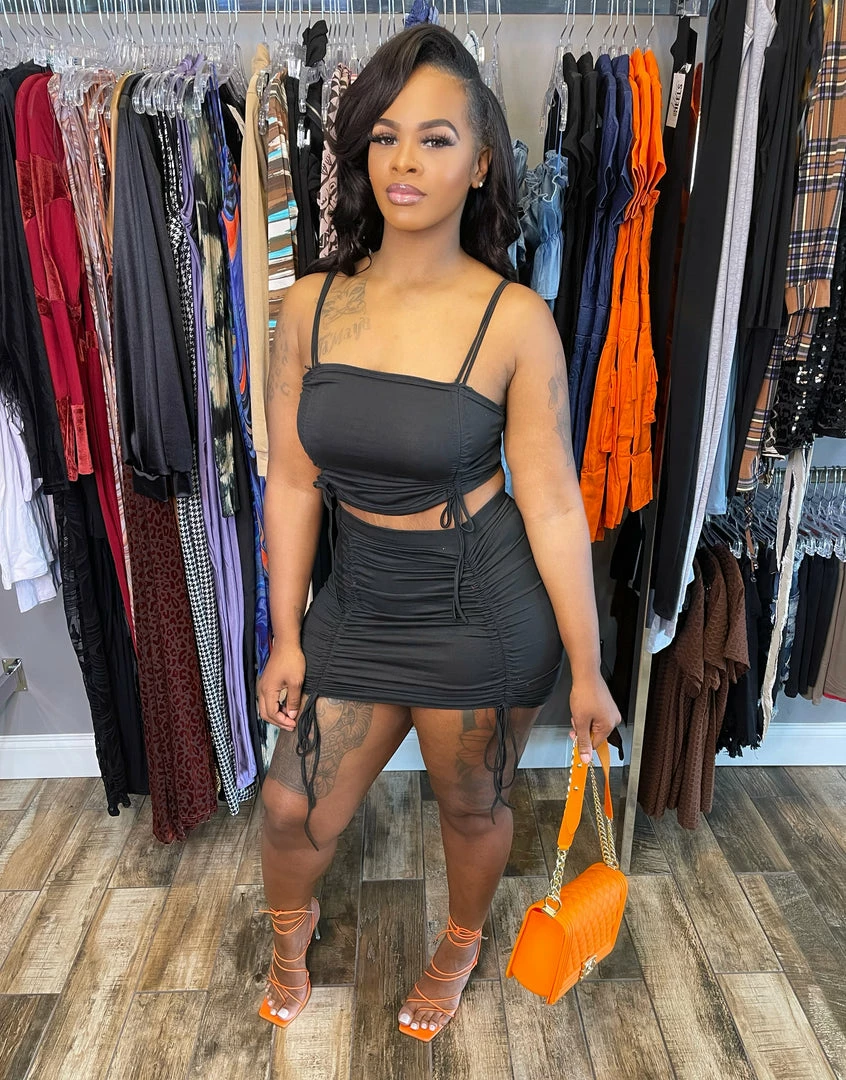 Head Over Heels: All In One Boutique Tiffany Skirt Set- Black Apparel