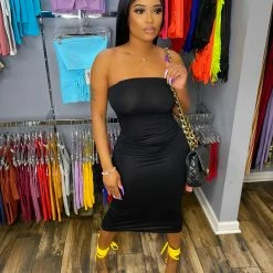 Head Over Heels: All In One Boutique Apparel Tube Dress- Black