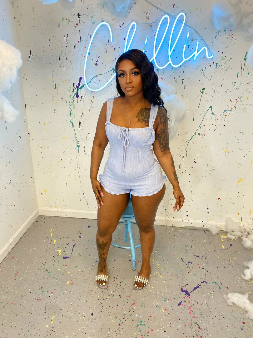 Head Over Heels: All In One Boutique Apparel Camila Romper- Blue