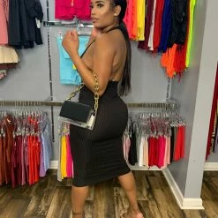 Head Over Heels: All In One Boutique Halter Dress- Black Apparel