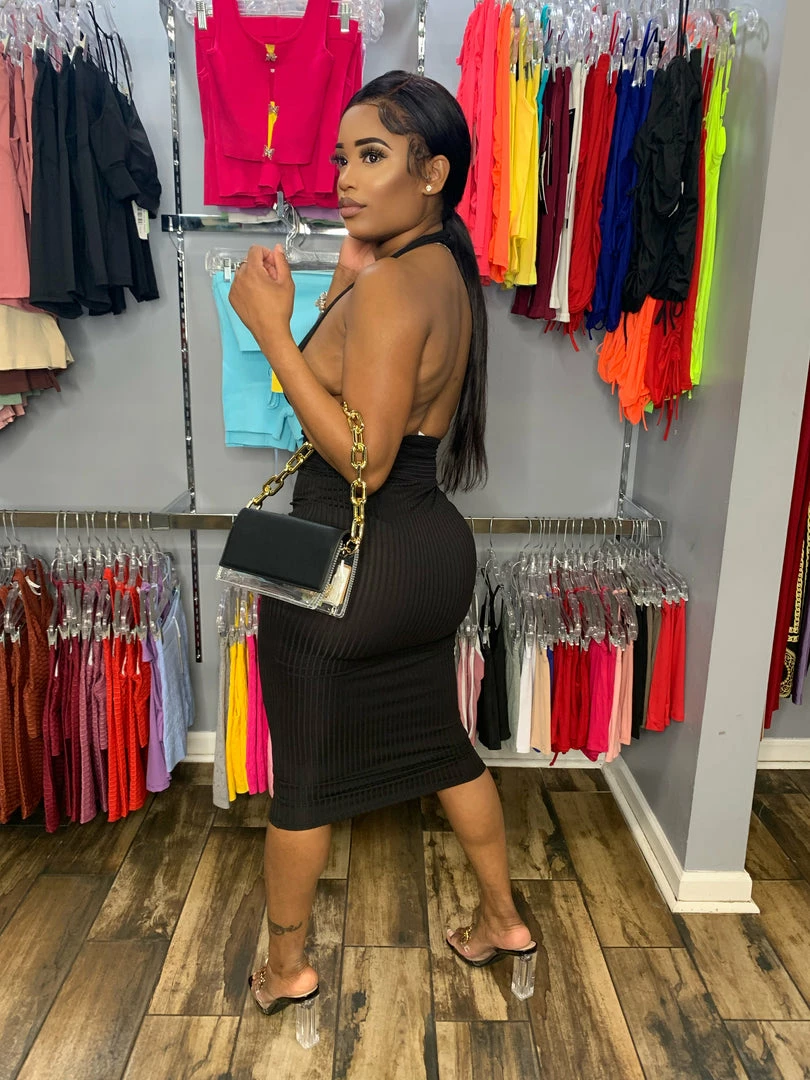 Head Over Heels: All In One Boutique Halter Dress- Black Apparel