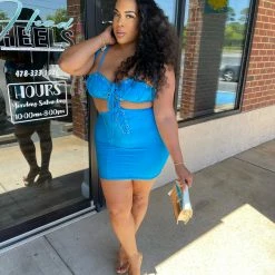 Head Over Heels: All In One Boutique Bond Me Out Dress- Blue