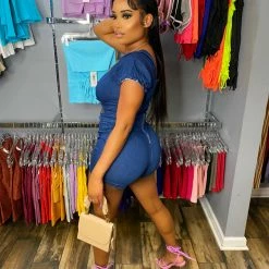 Head Over Heels: All In One Boutique Karasi Romper- Dark Denim