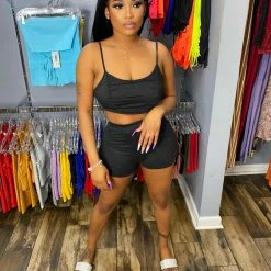 Head Over Heels: All In One Boutique Jackie Short Set- Black Apparel