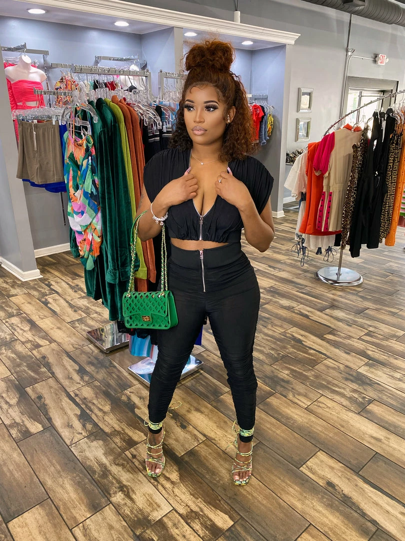 Head Over Heels: All In One Boutique Carlie Pant Set- Black Apparel