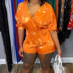 Head Over Heels: All In One Boutique Apparel Paulette Romper - Orange