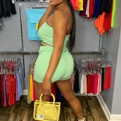 Head Over Heels: All In One Boutique Girlie Short Set- Mint Apparel