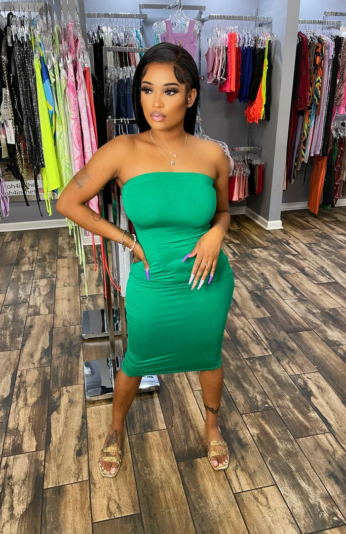 Head Over Heels: All In One Boutique Apparel Tube Dress- Green