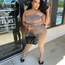 Head Over Heels: All In One Boutique Plush Jumper- Taupe