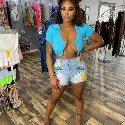 Head Over Heels: All In One Boutique Moda Top- Blue