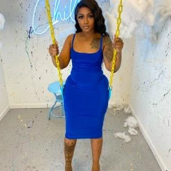 Head Over Heels: All In One Boutique Sundress Szn Dress- Blue Apparel