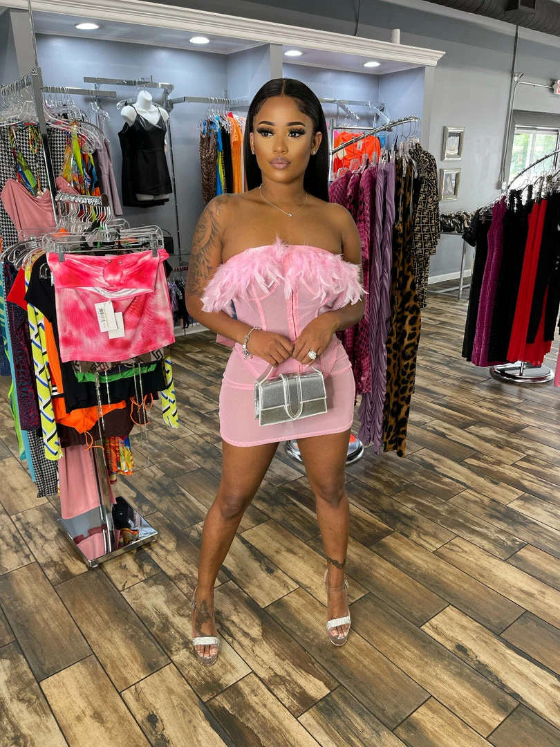 Head Over Heels: All In One Boutique Love Letter Skirt Set- Pink Apparel