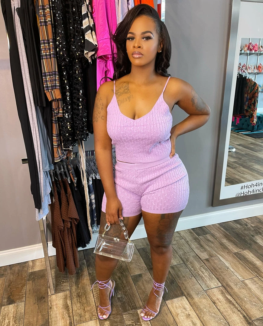 Head Over Heels: All In One Boutique Apparel Cozy Short Set- Lavender