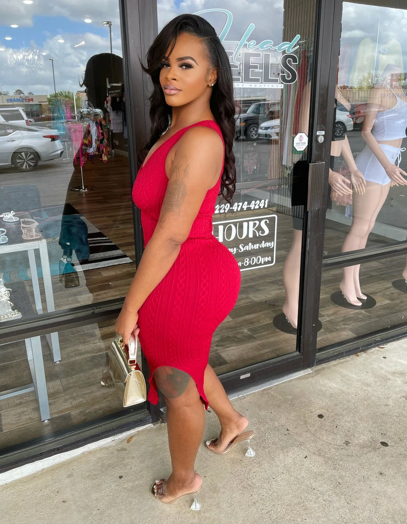 Head Over Heels: All In One Boutique Amber Dress- Red (One Size)