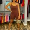 Head Over Heels: All In One Boutique Lounge Romper- Brown