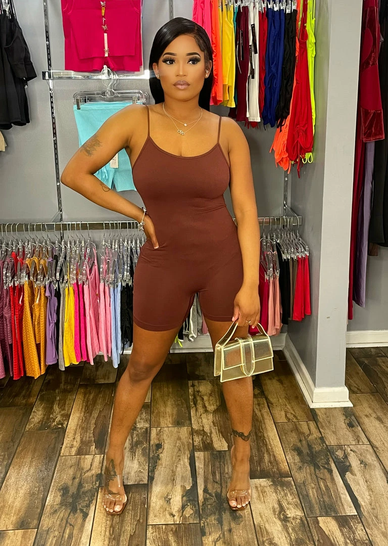 Head Over Heels: All In One Boutique Lounge Romper- Brown