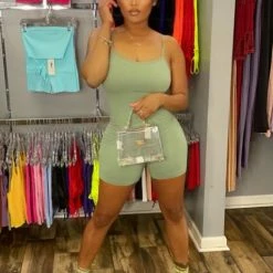 Head Over Heels: All In One Boutique Lounge Romper- Sage