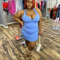 Head Over Heels: All In One Boutique Spring Hottie Dress- Blue