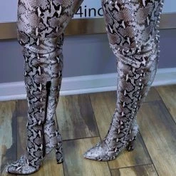 Head Over Heels: All In One Boutique Sly Thigh Boot- Snake