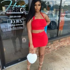 Head Over Heels: All In One Boutique Brantley Skirt Set- Red