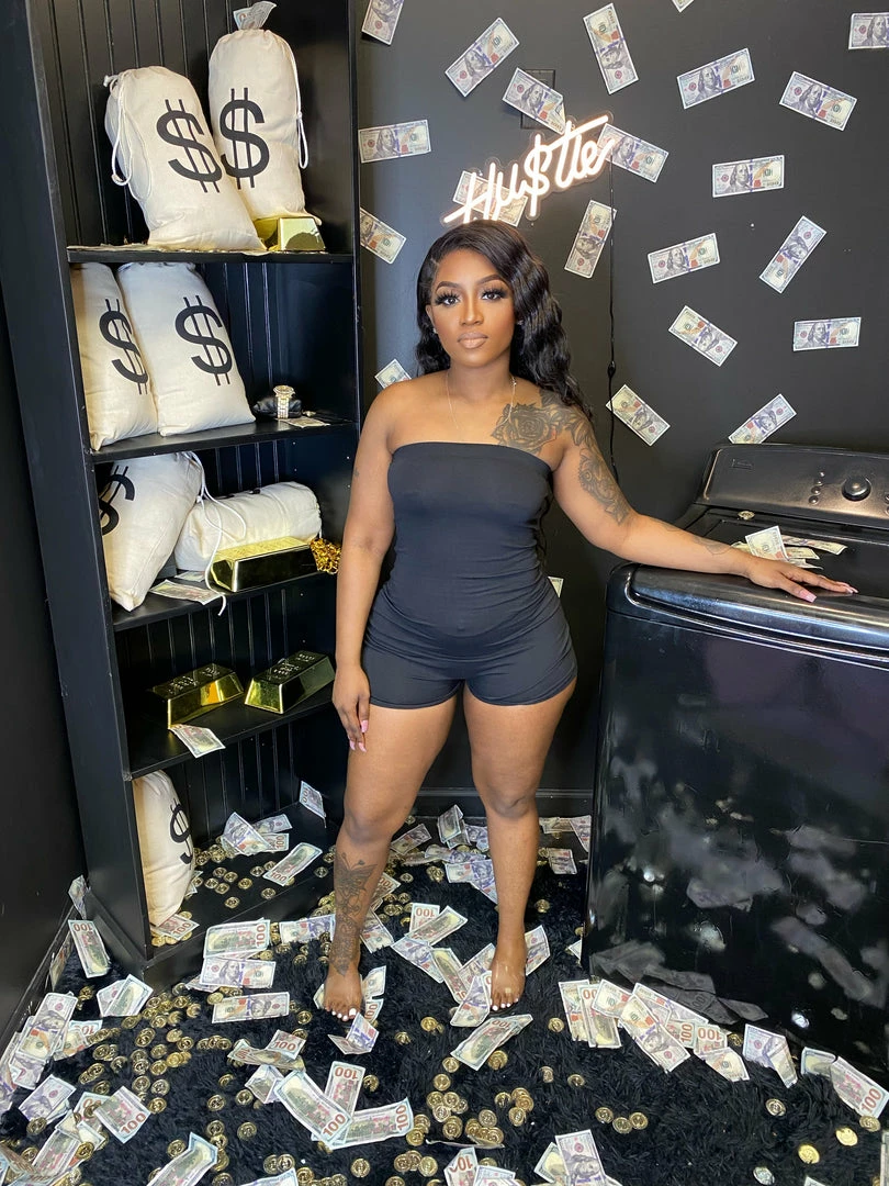 Head Over Heels: All In One Boutique Jailyn Romper- Black Apparel