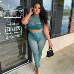 Head Over Heels: All In One Boutique Viper Pant Set- Green Apparel