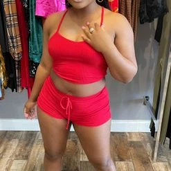 Head Over Heels: All In One Boutique Paisley Short Set- Red Apparel