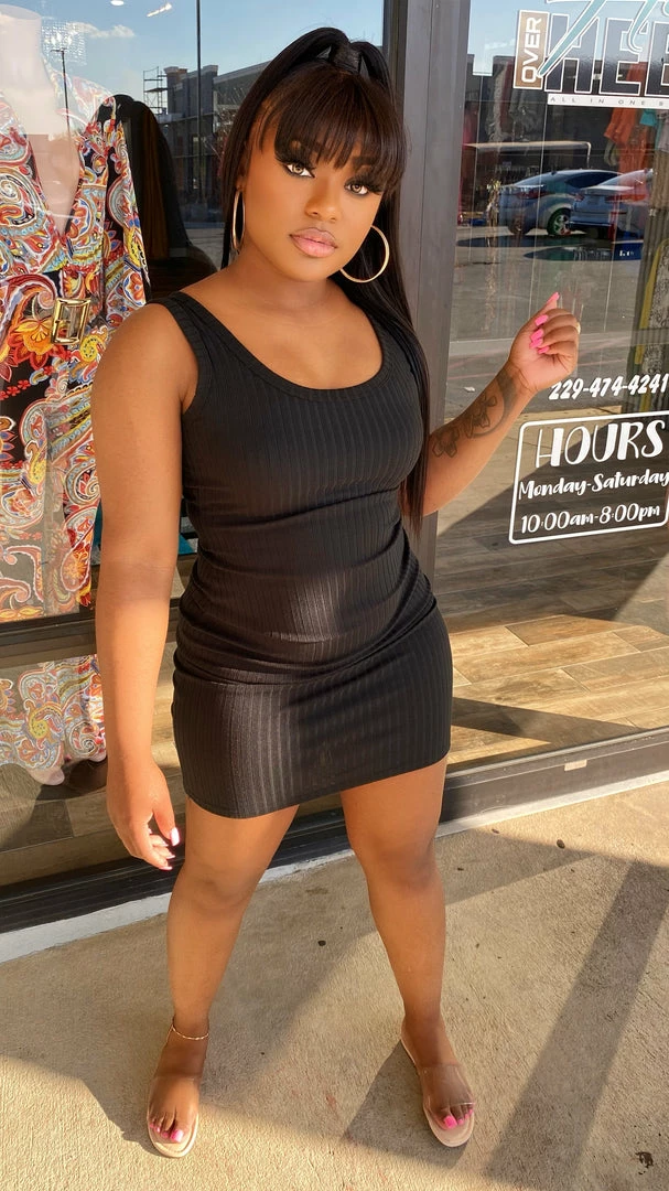 Head Over Heels: All In One Boutique Apparel Spring Vibes Dress- Black