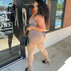 Head Over Heels: All In One Boutique Plush Jumper- Taupe